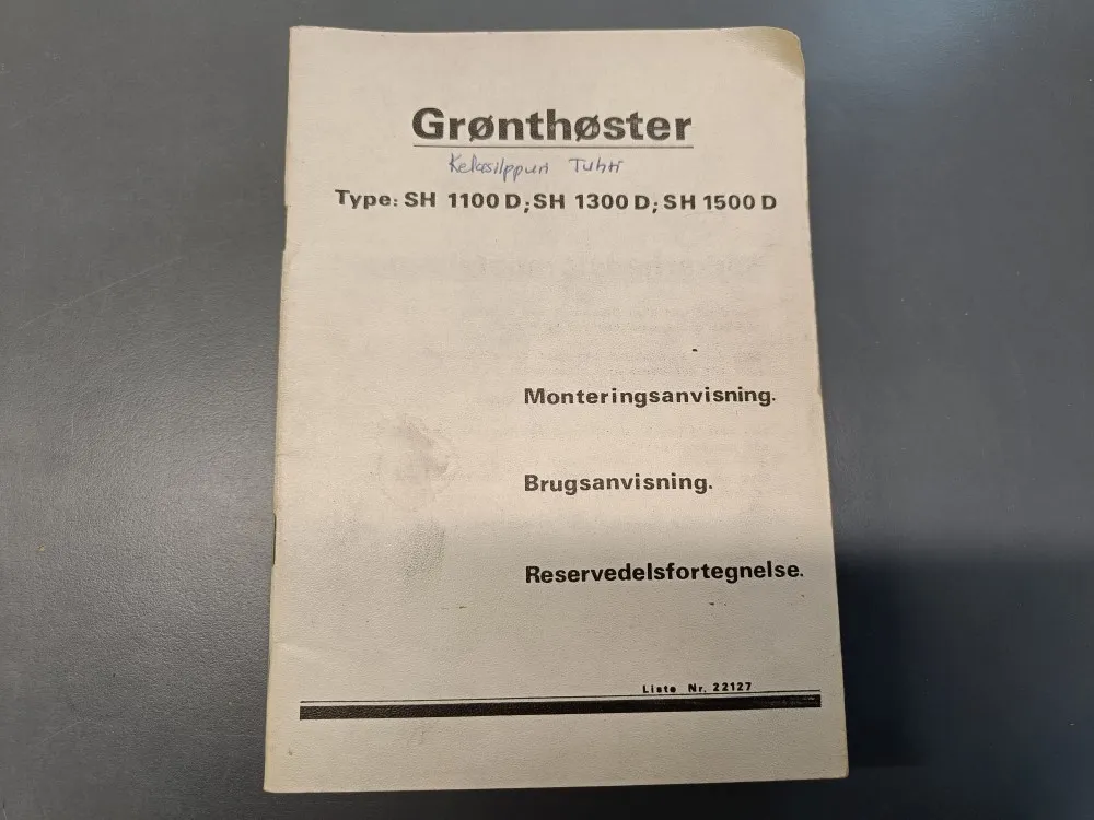 Gronthoster SH 1100/1300/1500 D / Kelasilppurin Tuhti, käyttöohjeet