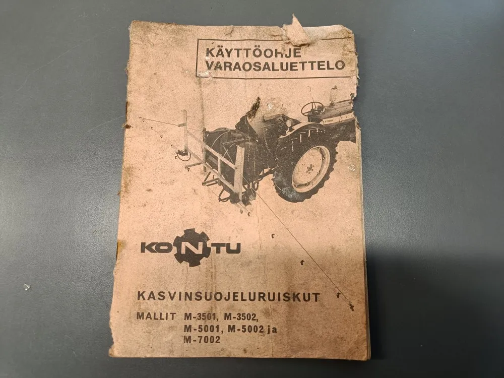 Kontu kasvisuojeluruiskut / Käyttöohje ja varaosaluettelo