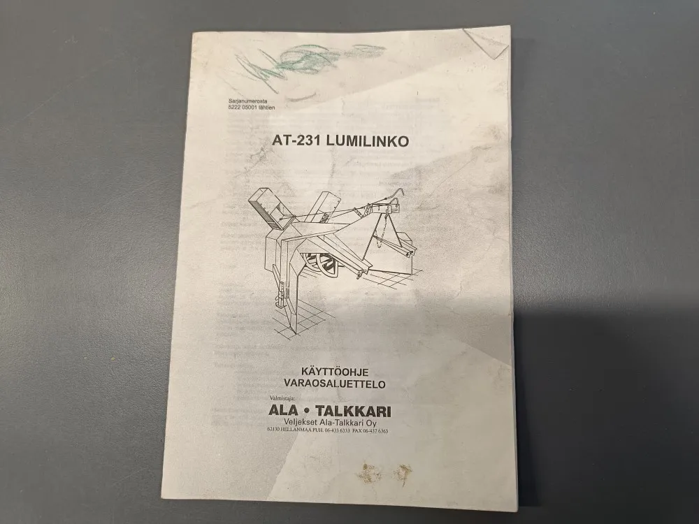 AT-231 lumilinko / Käyttöohje ja varaosaluettelo