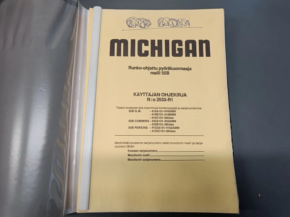 Michigan runko-ohjattu pyöräkuormaajan / malli 55B käyttäjän ohjekirja