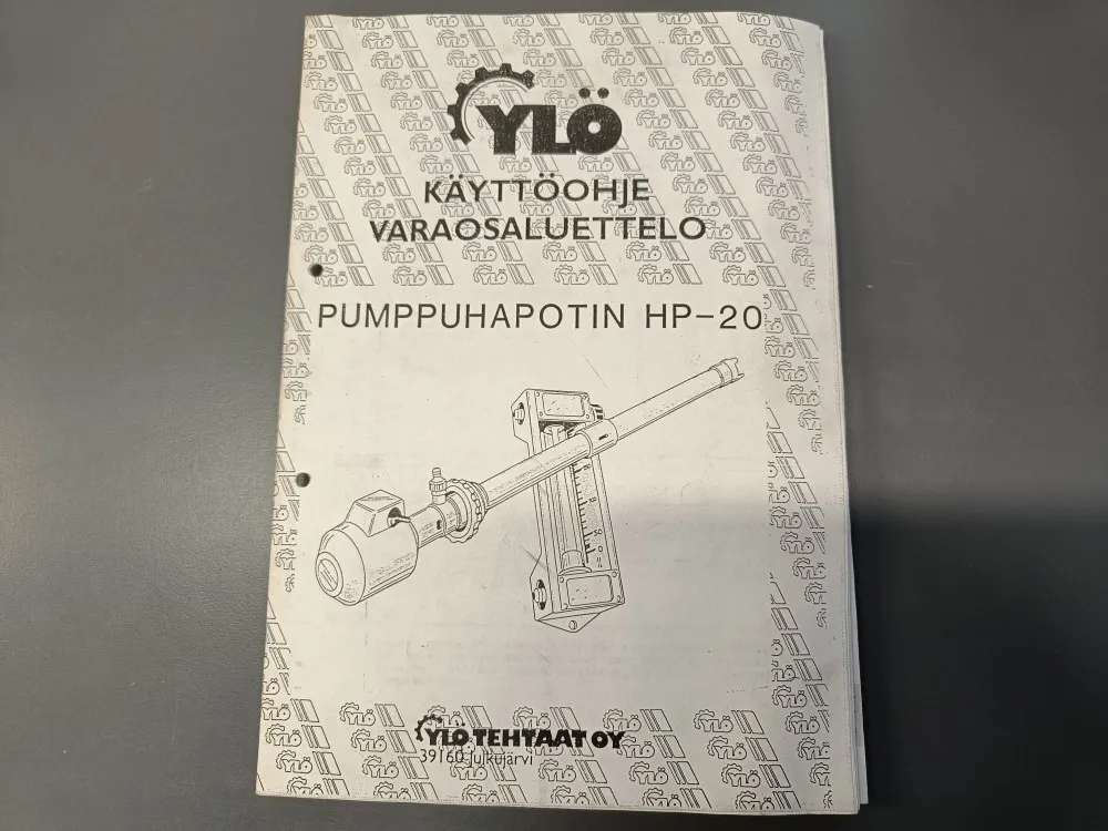 Pumppuhapotin HP-20 / Käyttöohje ja varaosaluettelo