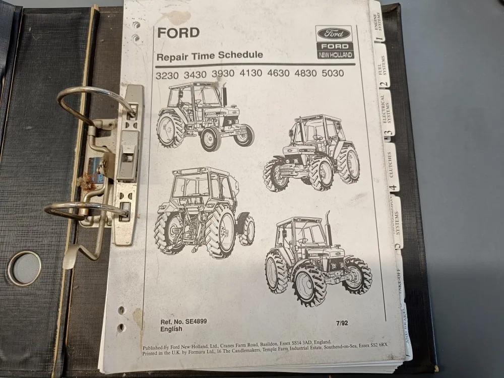 Ford 30-sarja traktoreiden / Korjausaika luettelo