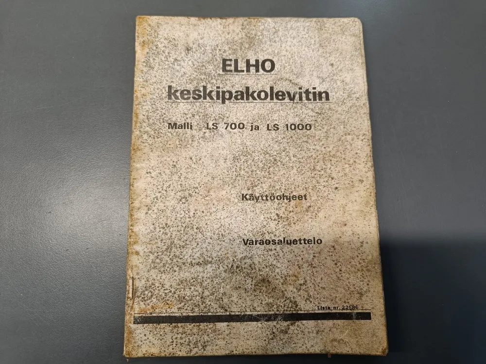 Elho keskipakolevitin LS 700 ja LS 1000 / Käyttöohje ja varaosaluettelo