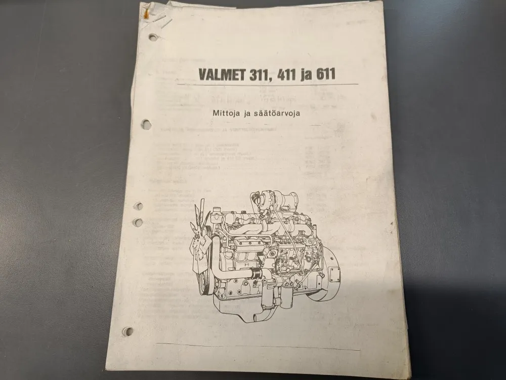 Valmet 311, 411 ja 611 / Mittoja ja säätöarvoja