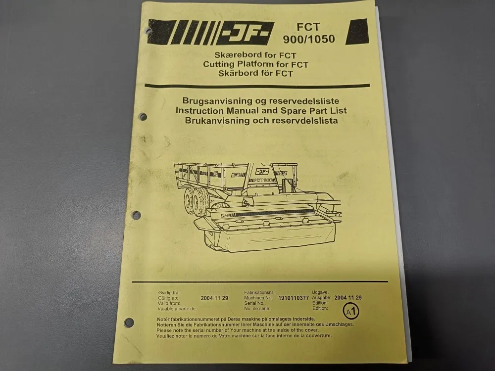 JF FCT 900 / 1050 leikkuupöytä / Ohje ja varasosakirja