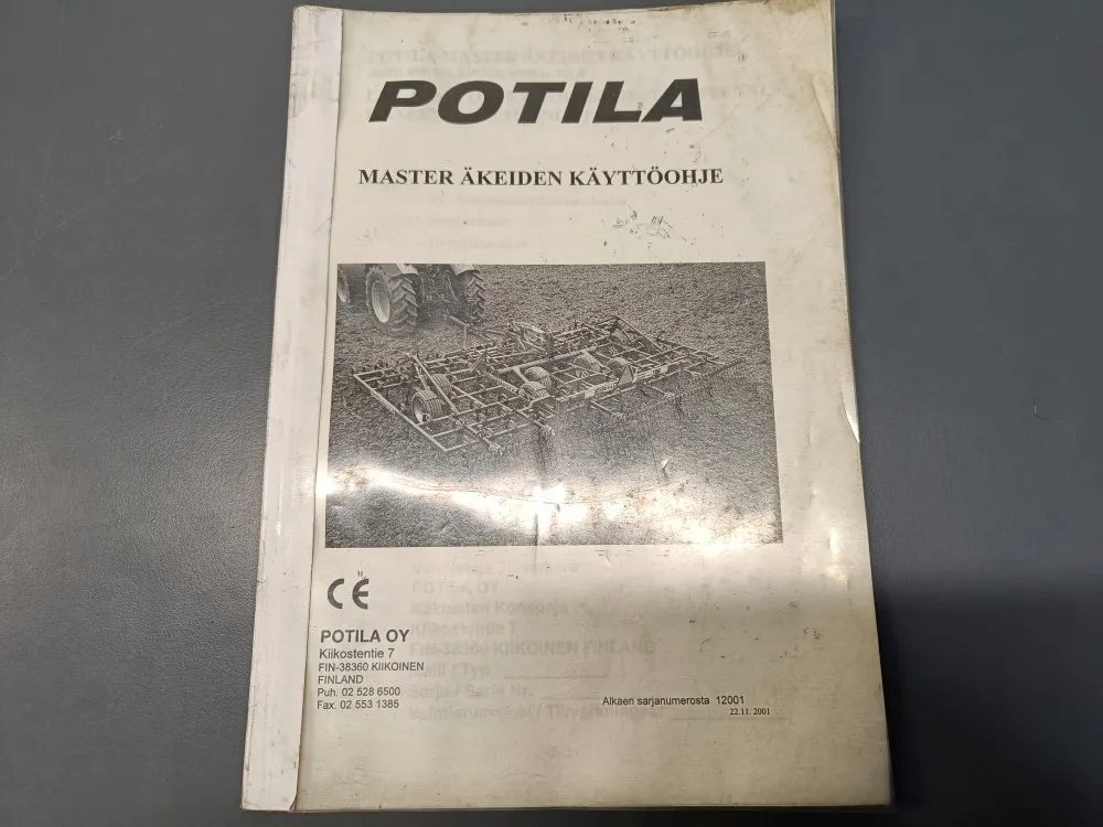 Potila Master, sarjanumerosta 12001 (2001) / Äkeiden käyttöohje
