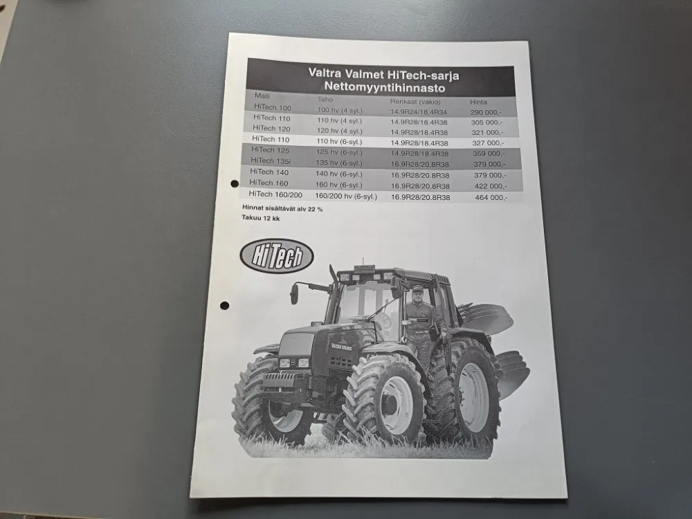 Valtra Valmet HiTech- sarja / nettomyyntihinnasto myyntiesite