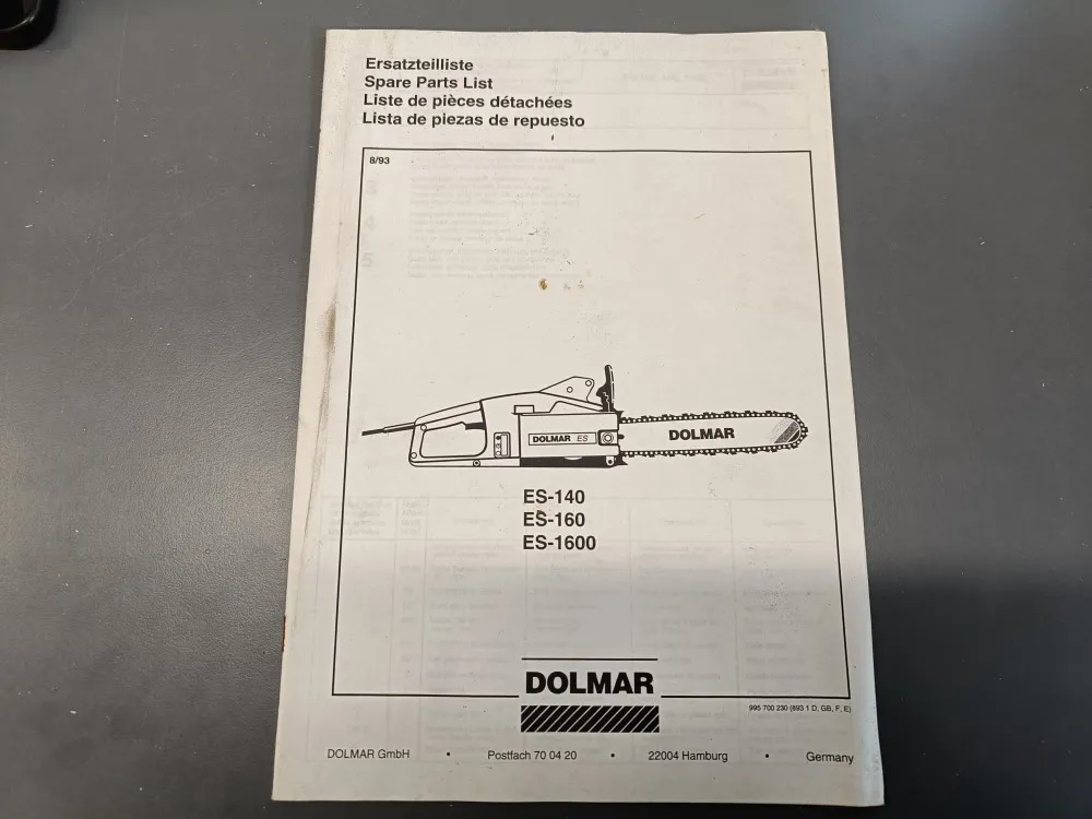Dolmar ES-140, ES-160 ja ES-1600 / Moottorisahan varaosaluttelo
