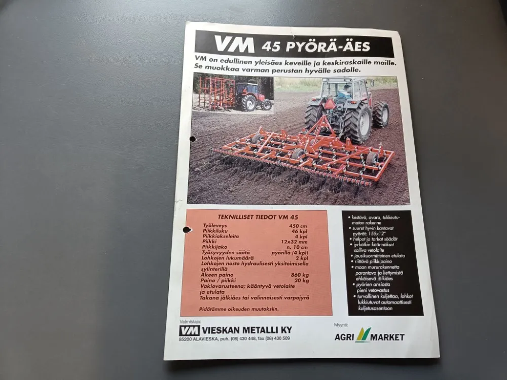 VM 45 pyörä- äes / Myyntiesite
