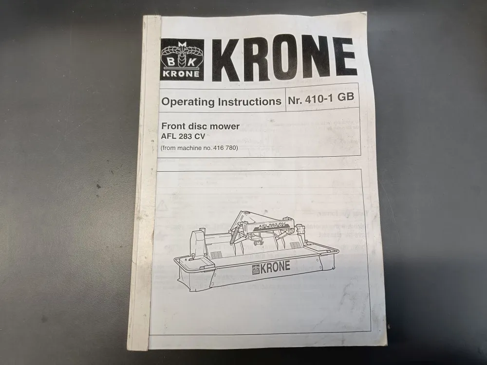 Krone AFL 283 CV / Etuniittomurskain ohjekirja