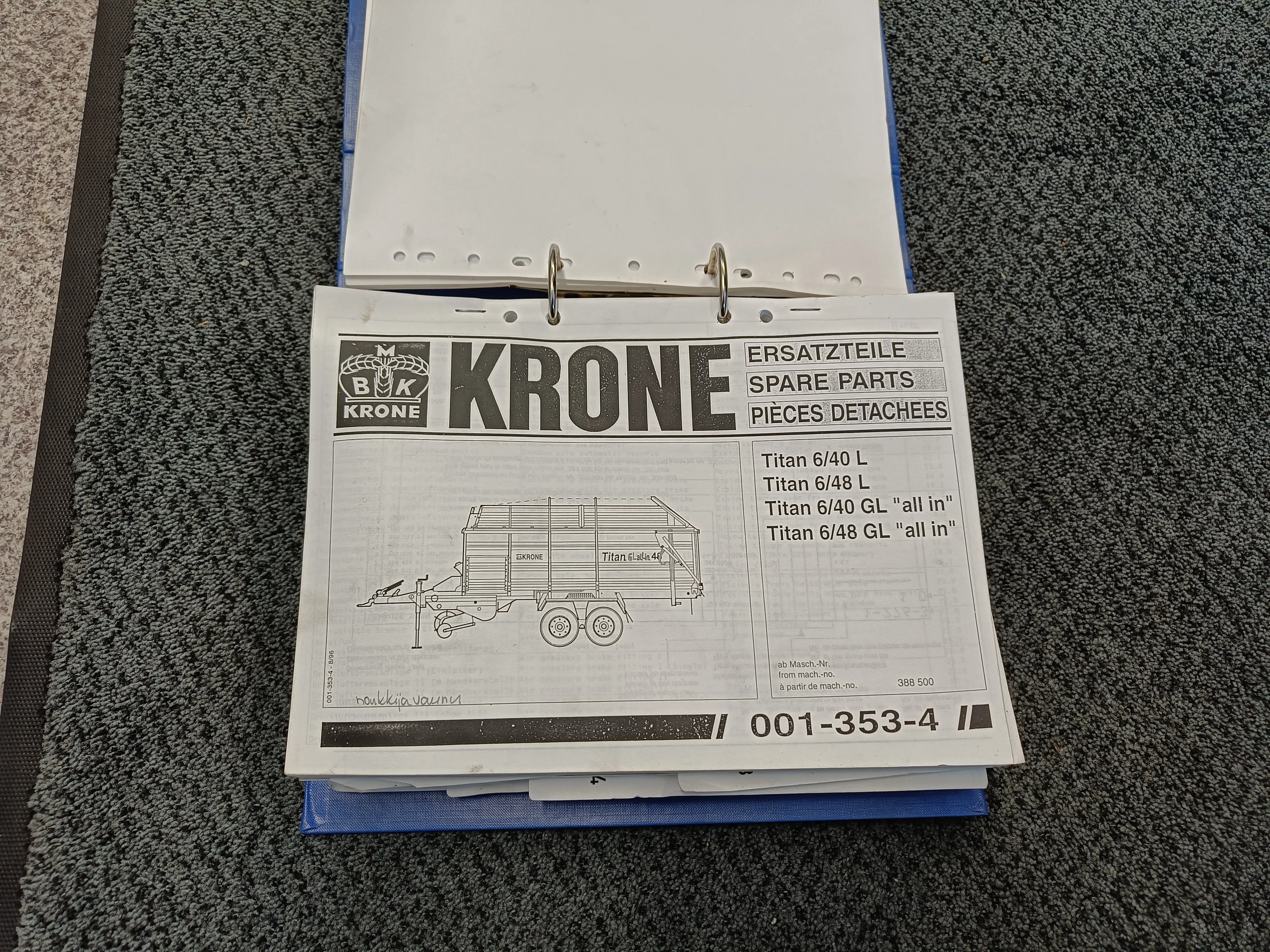 Krone noukinvaunu / Varaosaluettelo