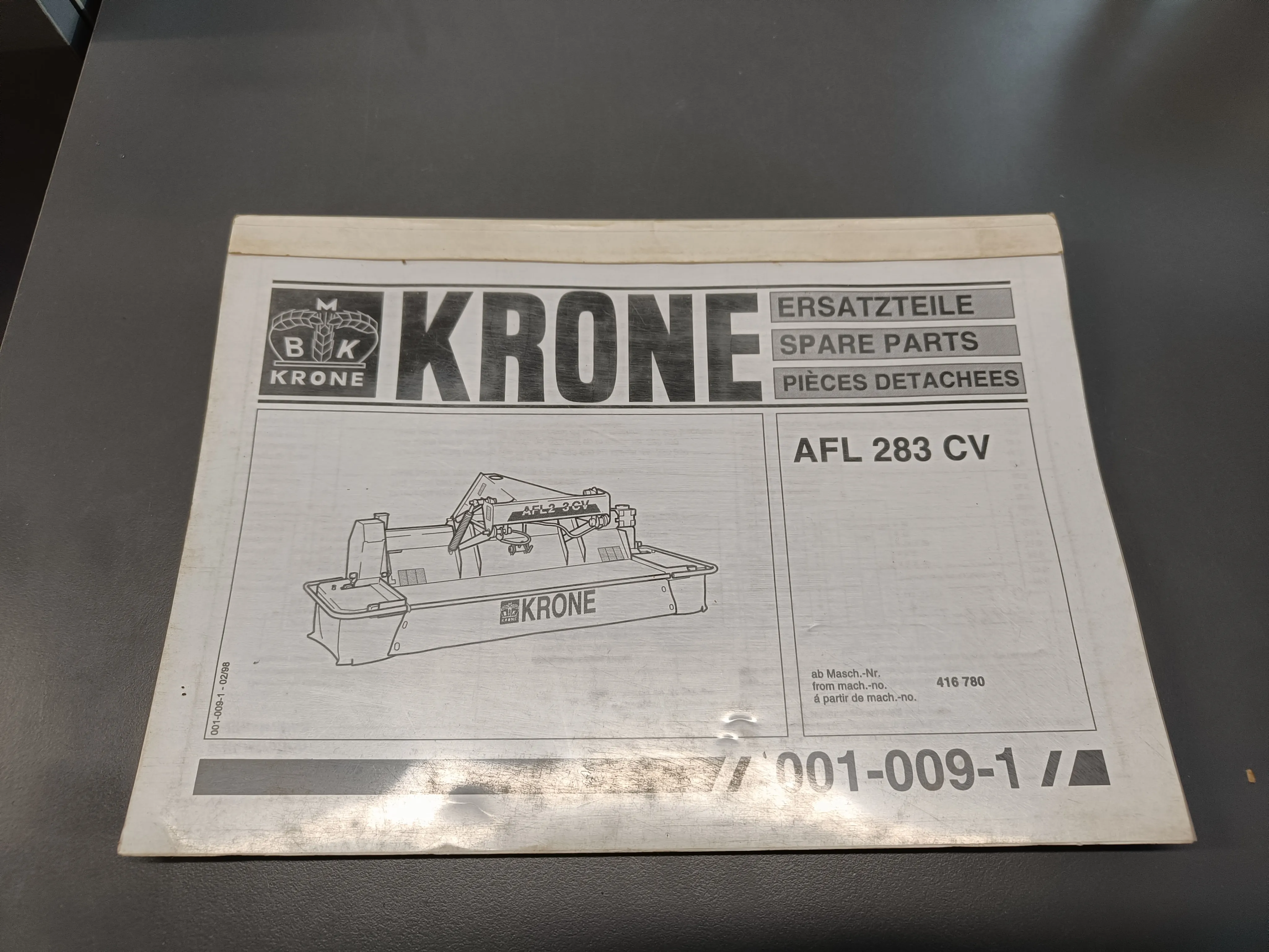Krone AFL 283 CV / niittomurskaimen varaosaluettelo