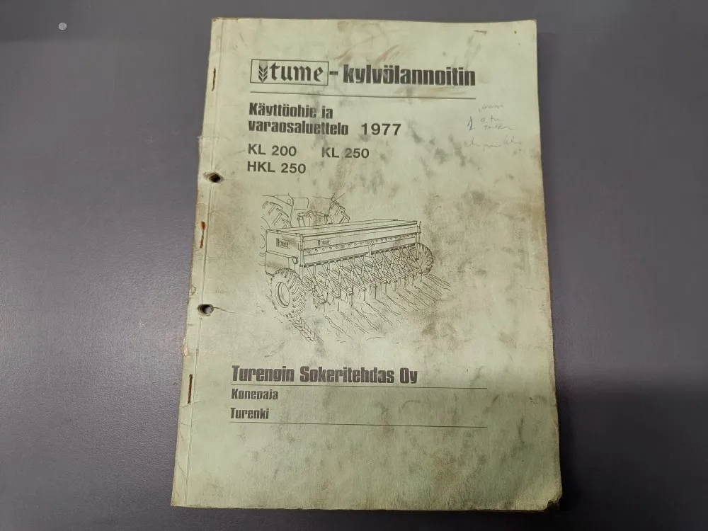 Tume-kylvölannoitin KL200, KL250 ja HKL250 / Käyttöohje ja varaosaluettelo
