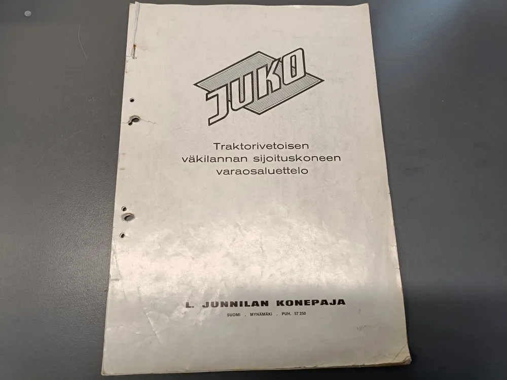 Juko traktorivetoisen väkilannan / Sijoituskoneen varaosaluettelo