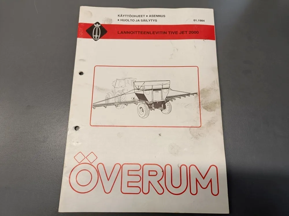 Överum tive jet 2000 lannoitteenlevittimen / Käyttö-, asennus-, huolto- ja säilytysohjeet
