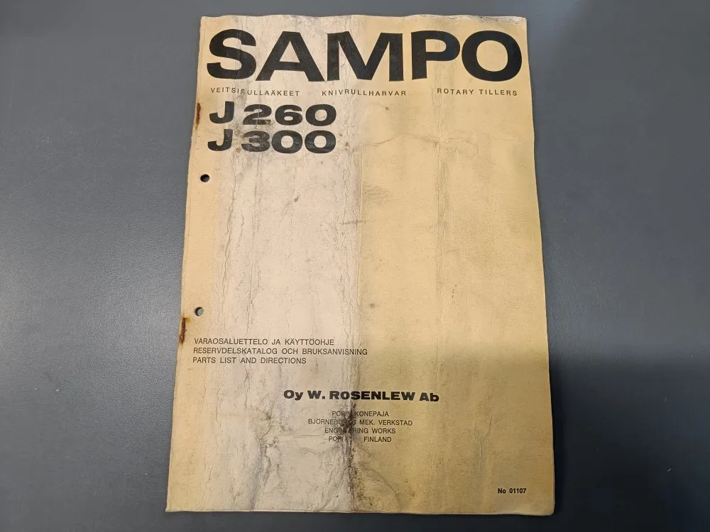 Sampo J260 ja J300 veitsirullaäkeet / Varaosaluettelo ja käyttöohjeet