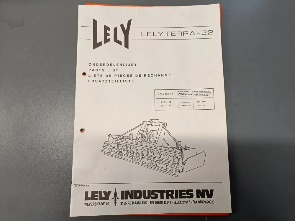 Lelyterra 250-22 ja 300-22 tasojyrsin / Varaosaluettelo