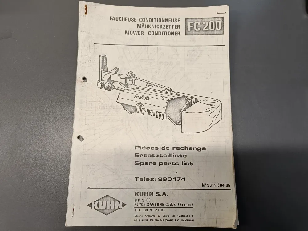 Kuhn FC200 leikkuri / Varaosaluettelo