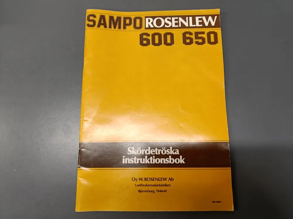 Sampo Rosenlew 600 ja 650 / Puimurin ohjekirja (ruotsinkielinen)
