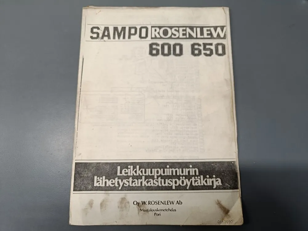 Sampo Rosenlew puimurin 600 ja 650 / Lähetystarkastuspöytäkirja