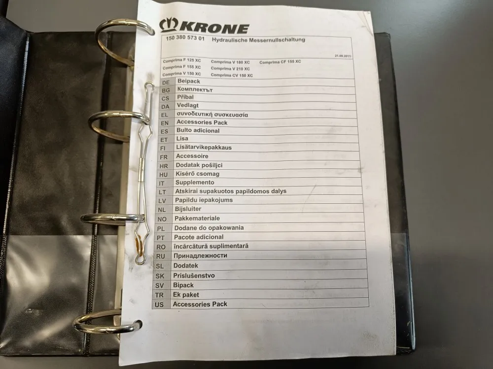 Krone Comprima hydr. terien poiskytkentä / Paalaimen asennusohjeet