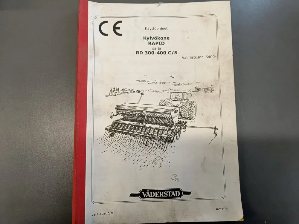Väderstad Rapid sarja RD 300-400 C/S / Kylvökoneen käyttöohjeet
