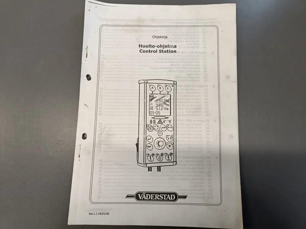 Väderstad huolto-ohjelma Control Station / Ohjekirja
