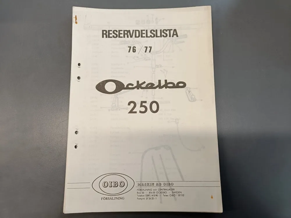 Ockelbo 1976 ja 1977, 250 / Moottorikelkan varaosaluettelo