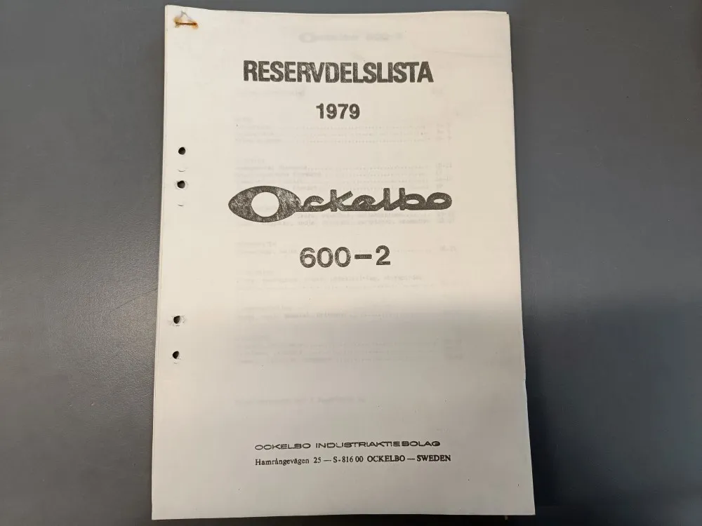 Ockelbo 1979, 600-2 / Moottorikelkan varaosaluettelo