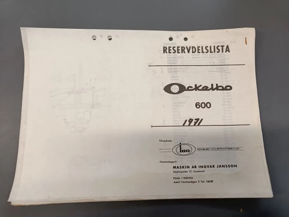 Ockelbo 1971, 600 / Moottorikelkan varaosaluettelo