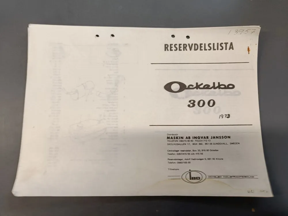 Ockelbo 1973, 300 / Moottorikelkan varaosaluettelo