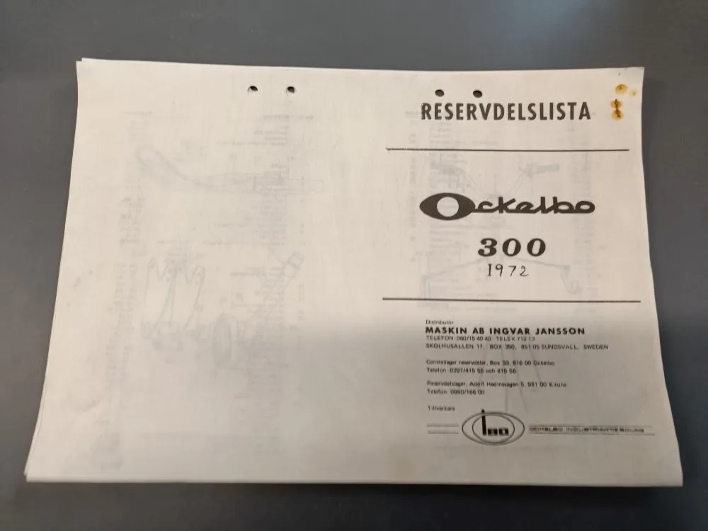 Ockelbo 1972, 300 / Moottorikelkan varaosaluettelo