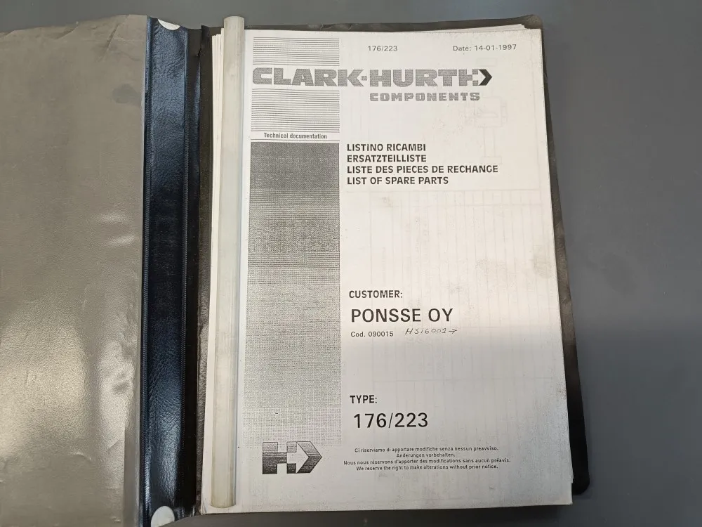 Clark vaihdelaatikon varaosaluettelo / englanninkielinen