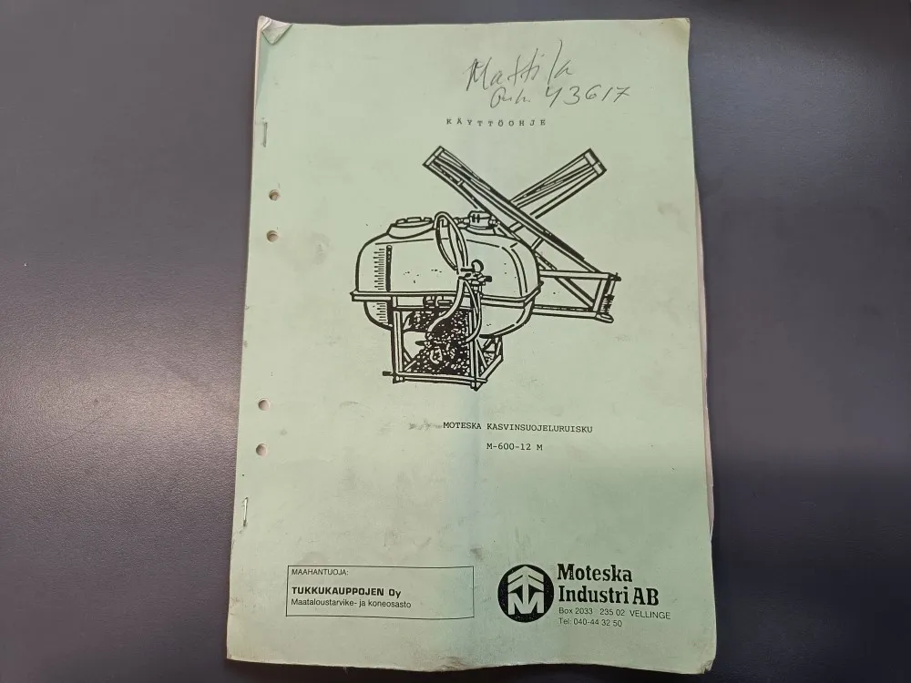 Moteska kasvinsuojeluruisku M-600-12 M / Käyttöohje