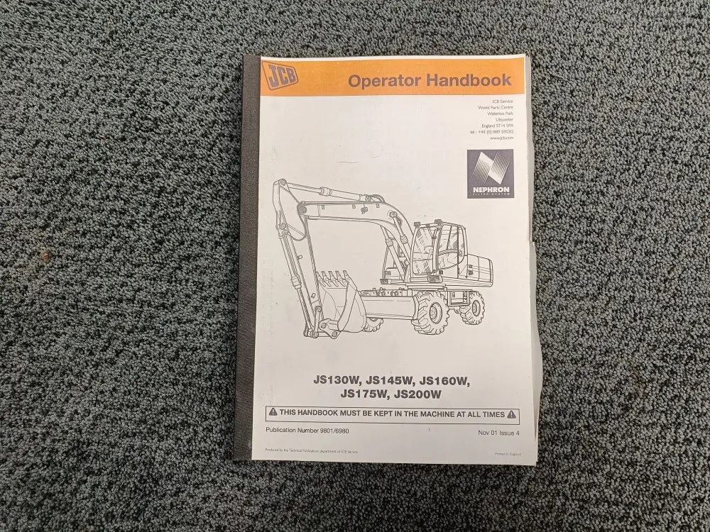 JCB JS130W, JS145W, JS160W, JS175W, JS200W / Käsikirja/ohjekirja