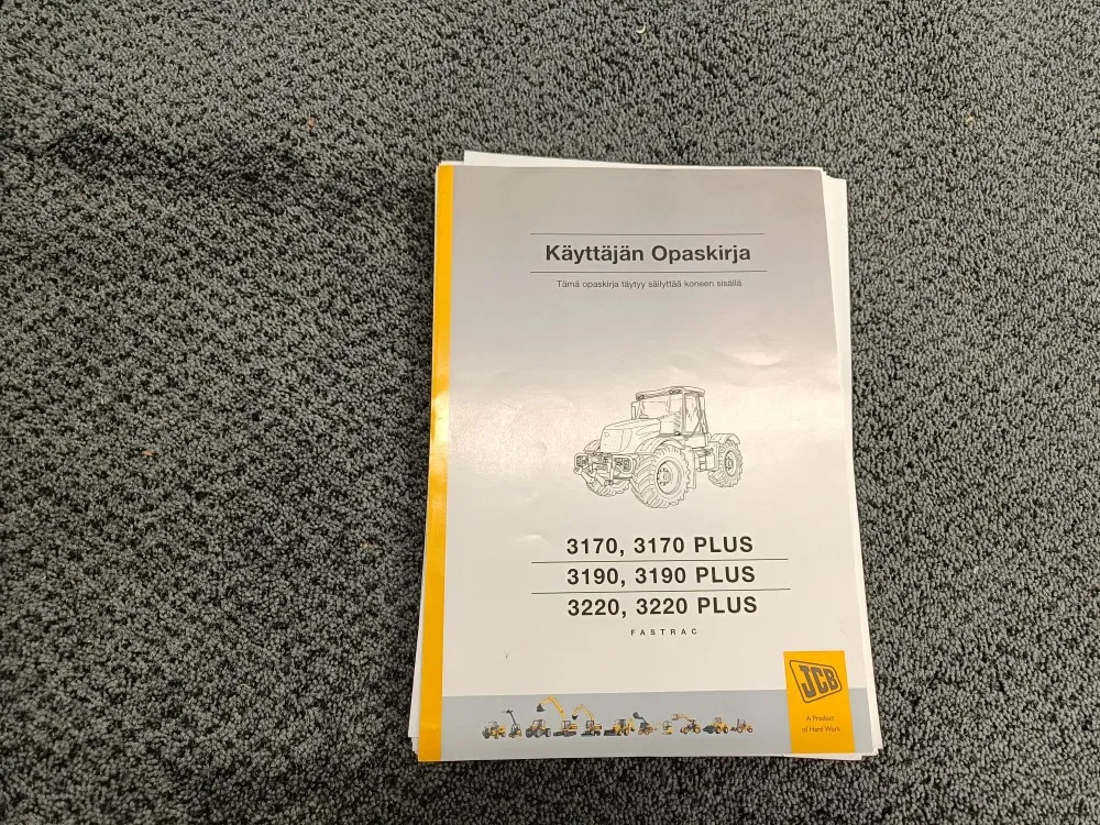 JCB 3170, 3170 PLUS, 3190,3190 PLUS / 3220, 3220 PLUS opaskirja / ohjekirja