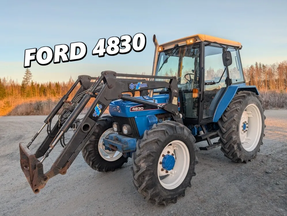 Ford 4830 traktori - neliveto / Trima etukuormaajalla - Katso video!