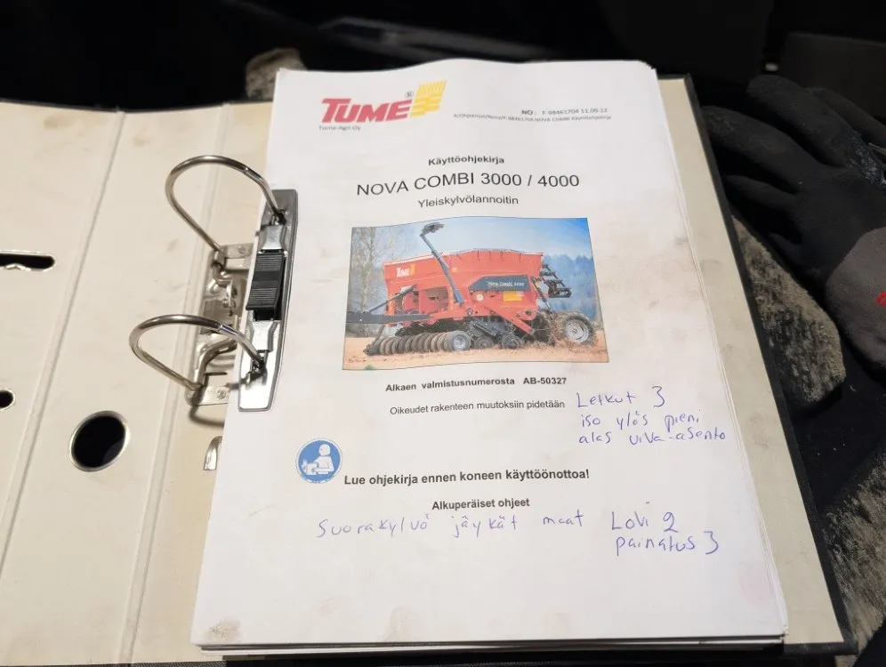 Tume Nova Combi 300cm kylvölannoitin / Täyskiekkokone - Myydään asiakkaan lukuun