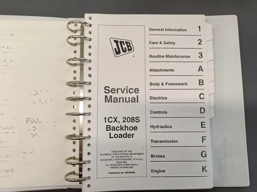 JCB 1CX, 208S / Kaivurikuormaaja korjaamokäsikirja