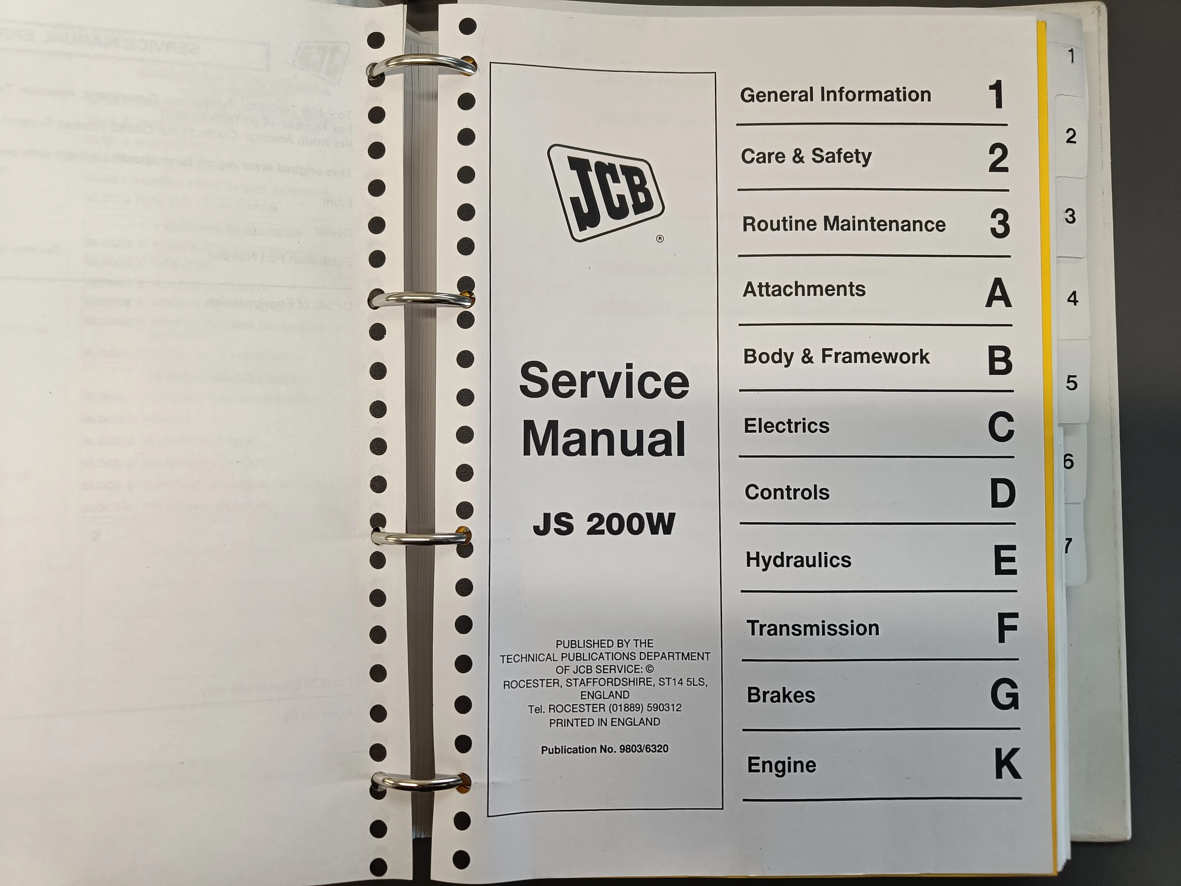 JCB JS200W / Kaivinkone korjaamokäsikirja / service manual