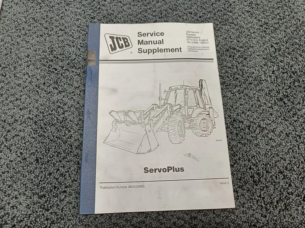 JCB Service Manual Supplement ServoPlus / Englanninkielinen Huoltokirja