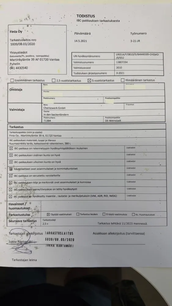 Chemo KS-Mobil 400 / Polttoainesäiliö bensiinille