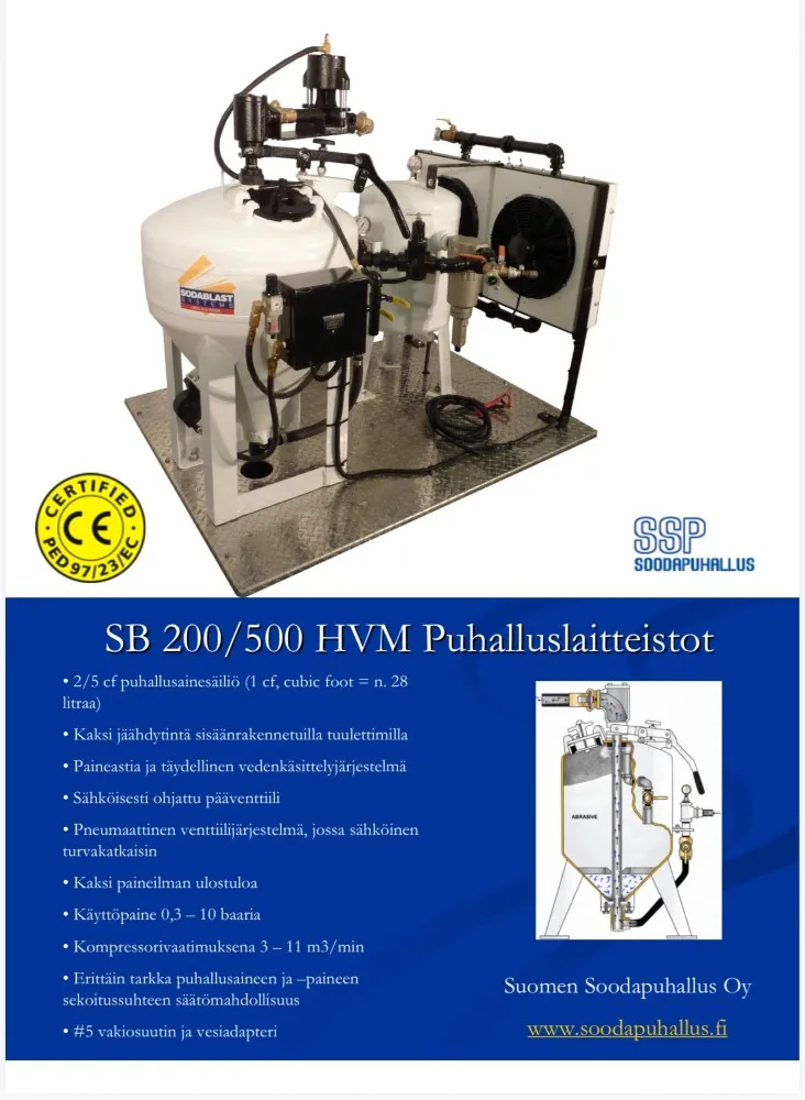 SB200/500 HVM soodapuhalluslaitteisto /