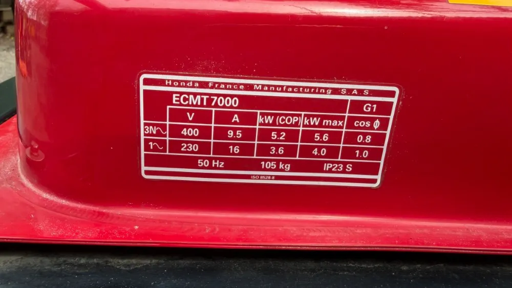 Honda ECMT 7000 agregaatti / Teho 6,5 kW